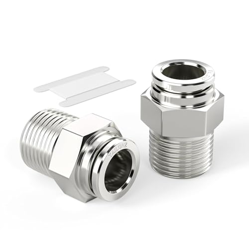 TAILONZ 304 Stainless Steel 10mm x 1/4" NPT Push to Connect Straight 5Pcs - size: 10mm OD 1/4''NPT
