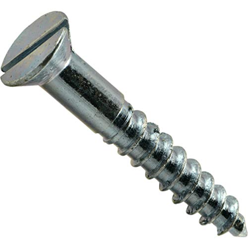 Hard-to-Find Fastener 014973311667 Slotted Flat Wood Screws, 10 x 1-1/4, Piece-45, zinc - size: 10 x 1-1/4-Inch