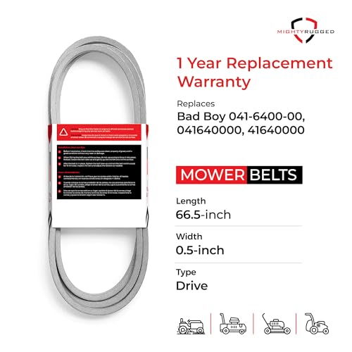 041-6400-00 Bad Boy Pump Belt Replacement, Length 66.5", Heavy-Duty, Durable, Aramid Cord Belt Replaces 041640000 for Bad Boy MZ, ZT, CZT, MZ Magnum, TSC, ZT Elite, Outlaw BBS Mowers - size: 66.5" x 1/2"