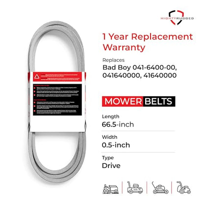 041-6400-00 Bad Boy Pump Belt Replacement, Length 66.5", Heavy-Duty, Durable, Aramid Cord Belt Replaces 041640000 for Bad Boy MZ, ZT, CZT, MZ Magnum, TSC, ZT Elite, Outlaw BBS Mowers - size: 66.5" x 1/2"