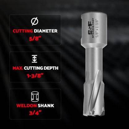 Carbide Annular Cutter, 5/8” Diameter, 1-3/8" DOC, Stack Cutting - size: 5/8 x 1-3/8" ST