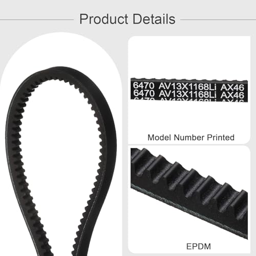 uxcell AX46 EPDM V-Belt, Raw Edge Cogged Industrial Rubber V Belt 1/2" Width x 46" Inside Circumference - size: AX46