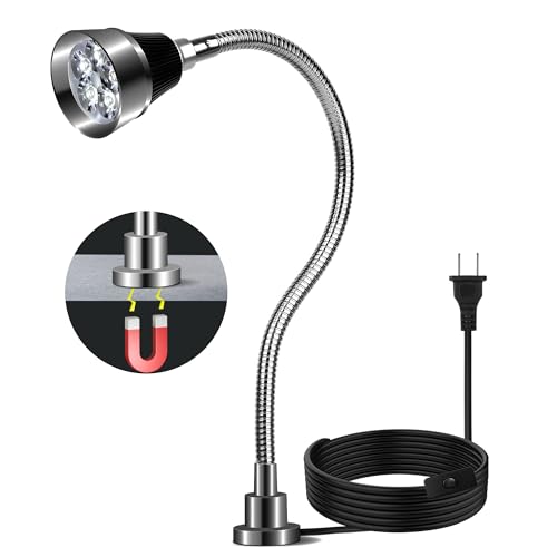 Magnetic Work Light, LED Machine Work Light with Magnet Base & Flexible Gooseneck, Shop Tool Lamp for Wood Lathe, Workbench, Sewing Machine, Grill, Industrial Mechanic Light