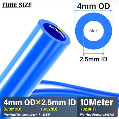 TAILONZ Blue 4mm OD 2.5mm ID PU Air Hose Pipe Tube Kit 16 Meter 50ft - color: Blue, size: 4mm OD/50ft/16m