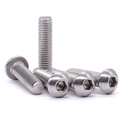 3/8-16 x 2 Button Head Socket Cap Bolts Screws, 304 Stainless Steel 18-8, Full Thread, Coarse Thread UNC, Allen Hex Drive, 10 PCS - size: 3/8-16 x 2"