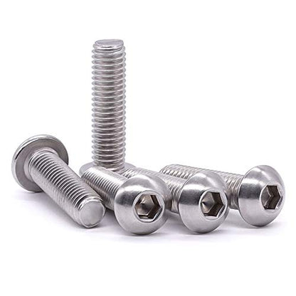 3/8-16 x 2 Button Head Socket Cap Bolts Screws, 304 Stainless Steel 18-8, Full Thread, Coarse Thread UNC, Allen Hex Drive, 10 PCS - size: 3/8-16 x 2"