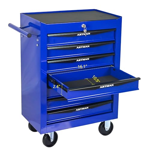7-Drawer Rolling Tool Chest, Lockable for Garage, Blue - color: Blue, size: 7-Drawers