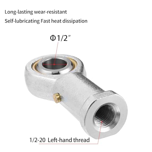 2Pcs PHSB8 Rod End Bearing 1/2 Inch Bore Pre-Lubricated 1/2-20 Female Thread Left Hand Heim Joint with Jam Nuts - size: 1/2, style: Left Hand
