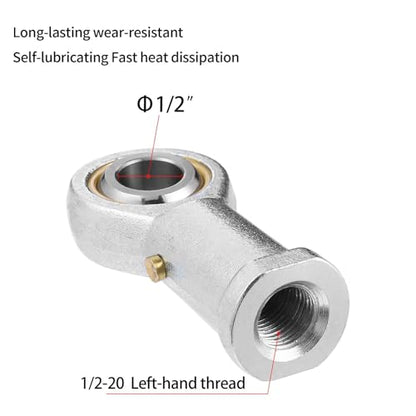 2Pcs PHSB8 Rod End Bearing 1/2 Inch Bore Pre-Lubricated 1/2-20 Female Thread Left Hand Heim Joint with Jam Nuts - size: 1/2, style: Left Hand