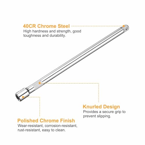 HARFINGTON 1pcs Socket Extension Bar 3/8" Drive 10" Long Extension Bars - size: 3/8" x 10"
