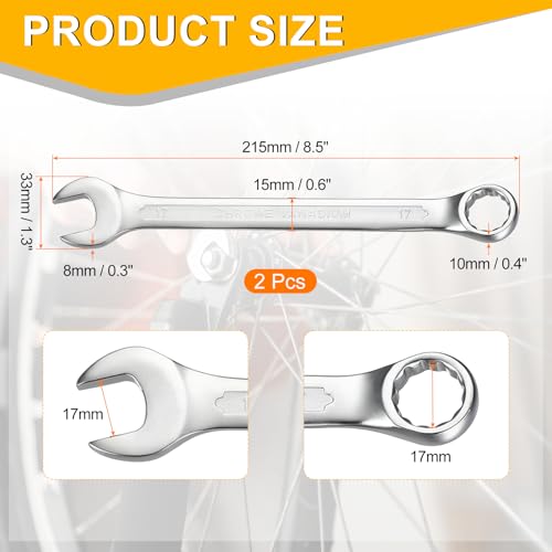 HARFINGTON 2Pcs Metric Combination Wrench 17mm Open End & 15-Degree Offset - size: 17mm