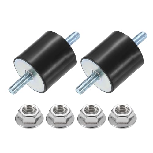 uxcell 2Pcs M8 x 23mm Rubber Mounts, 40 x 40mm Cylindrical Anti Vibration Isolator Studs Shock Absorber Double Studs with Nuts for Car Bobbin Generator Air Compressors - size: M8 x 23mm, 40 x 40mm