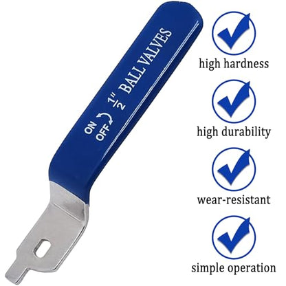 1 Piece Hole Size 4×6mm 201 Stainless Stee Ball Valve Handle with Blue Plastic Handle Grip & Nut Forl 1/2inch Ball Valve,180 Degree No Positioning Round Head(Straight) - size: 4x6mm,1/2in Straight