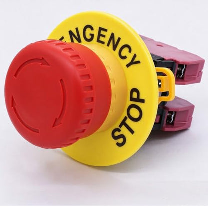 Taiss 22mm 2 NC Red Mushroom Latching Emergency Stop Push Button Switch,Stop Switch 10A 600V YW1B-V4E02R - color: 2 NC/