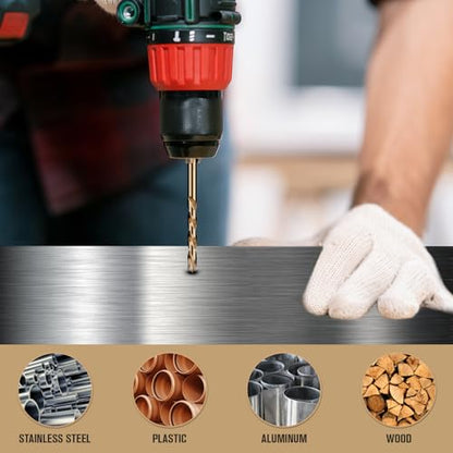 234Pcs(3/64"-1/2") Cobalt Drill Bit Set M35 HSS Jobber Length - size: 234pcs, 3/64"-1/2"