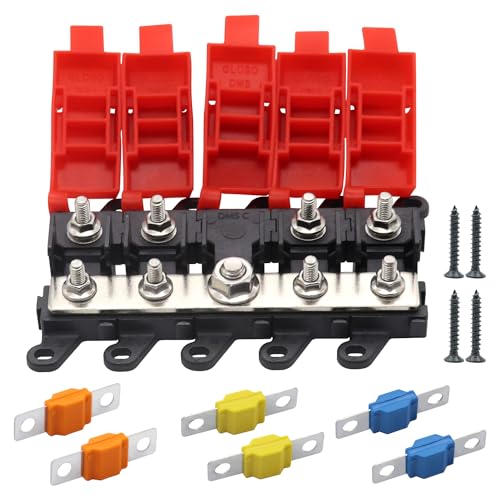 4way Midi Fuse Holder Automotive Marine Boat Car Audio Brass Fuse Blocks Midi Holder 1in 4 Out with 30A 60A 100A Midi Fuses Distribution Block - size: 4way Midi