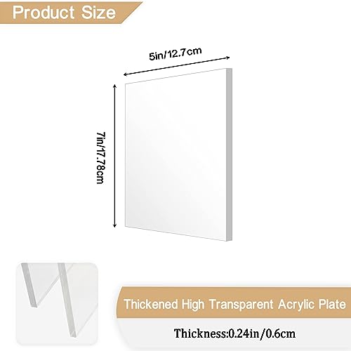Clear Acrylic Sheet Plexiglass,1/4" Thick (6mm) Cast Acrylic Glass Sheet,Plexiglass Sheet for Craft Projects,Signs,Painting,Windows Replacement (2 Piece 5"x 7") - size: 2 piece 5"×7'' 6mm