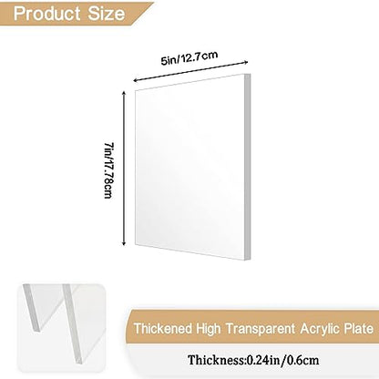Clear Acrylic Sheet Plexiglass,1/4" Thick (6mm) Cast Acrylic Glass Sheet,Plexiglass Sheet for Craft Projects,Signs,Painting,Windows Replacement (2 Piece 5"x 7") - size: 2 piece 5"×7'' 6mm