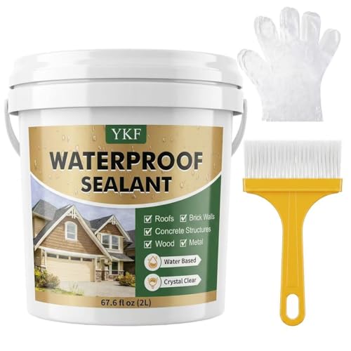 YKF Transparent Waterproof Sealant, Self-Leveling Clear Coating, 68 Fl Oz - size: 68 Fl Oz