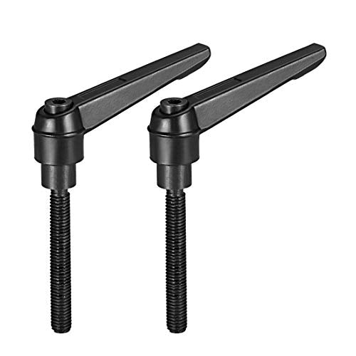 uxcell M8 x 50mm Handle Adjustable Clamping Lever Thread Push Button Ratchet Male Threaded Stud Knobs Rotating Screw Handles Bolts with Locking Lever Black 2pcs - size: M8x50mm