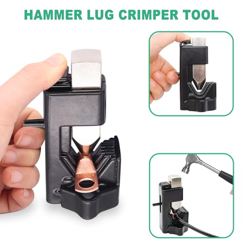 Twidec/180PCS Battery Cable Ends AWG 2 4 6 8 10 12 14 16 Gauge Copper Cable Wire Lugs,Ring Terminals Connectors,Copper Ring Terminals Connectors with Heat Shrink and Hammer Lug Crimper Tool - color: 181PCS