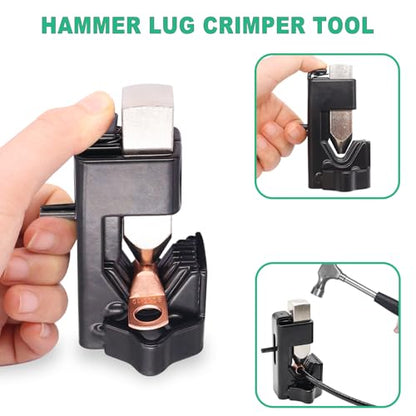 Twidec/180PCS Battery Cable Ends AWG 2 4 6 8 10 12 14 16 Gauge Copper Cable Wire Lugs,Ring Terminals Connectors,Copper Ring Terminals Connectors with Heat Shrink and Hammer Lug Crimper Tool - color: 181PCS