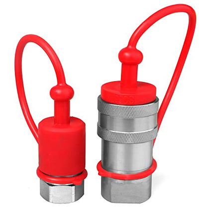 3/8" Ag ISO 5675 Pioneer Hydraulic Quick Connect Couplers with Dust Caps - size: 3/8" NPT Thread + 3/8" ISO 5675 Body