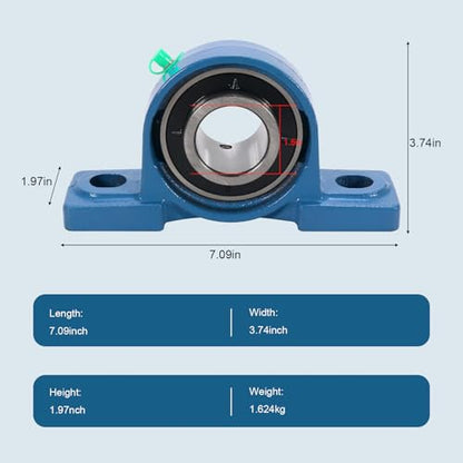 4 Pack UCP208-24 Pillow Block Bearing - Pack of 4 Mounted Pillow Block Bearings - 1 1/2" Mounted Pillow Block Chrome Steel Bearings Solid Cast Iron Base - Self Alignment - style: UCP208-24