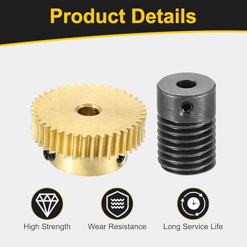 uxcell Worm Gear Set Right Rotation 40T 0.5 Module 1:40 Reduction Rate - size: Gear-4mm, Rod-4mm Bore, style: 0.5M-40T