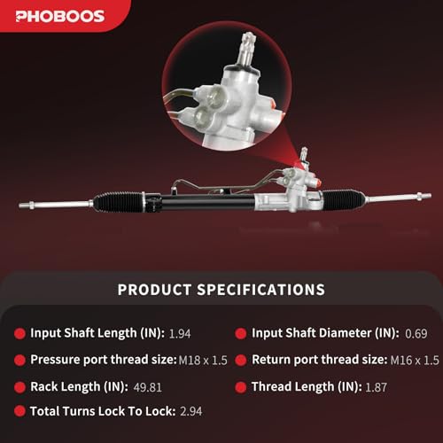 PHOBOOS Hydraulic Power Steering Rack and Pinion Fit for Honda & Acura - size: 26-2750