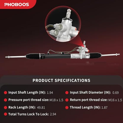 PHOBOOS Hydraulic Power Steering Rack and Pinion Fit for Honda & Acura - size: 26-2750