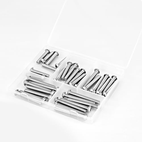 M6 x 30mm 35mm 40mm 45mm 50mm Button Head Socket Cap Screws Bolts 304 Stainless Steel Metric Allen Hex Drive, Machine Fully Threaded, Assortment Kit 40PCS - size: M6 x 30/35/40/45/50mm (40PCS)