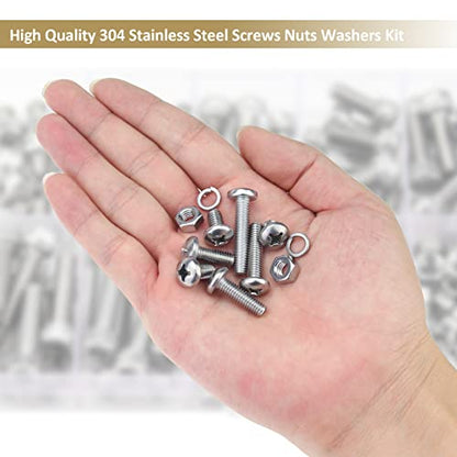 102 Pieces M6 x 10/12 /16/20 /25/30 /35mm Phillips Pan Head Machine Screws Nuts Washers Assortment Kit, 304 Stainless Steel, Fully Machine Thread - size: M6, style: Phillips Pan Head