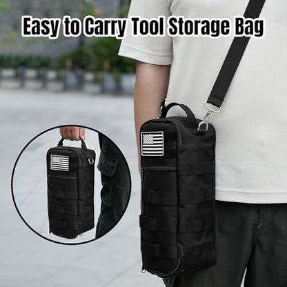 13 Inch Portable Small Tool Bag, Heavy Duty Tool Organizer Bag with Shoulder Strap and D-ring Clip, Tactical Tool Bag, Tool Pouch Bag for Electricians, Carpenters, HVAC Technicians (Black) - color: Black