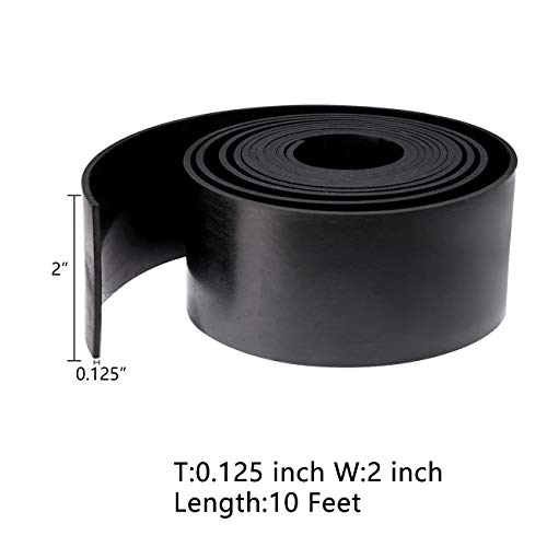 TORRAMI Solid Neoprene Rubber Strips Roll 1/8 (.125) inch Thick X 2 inch Wide X 10 Feet, for DIY Weather Stripping, Gasket, Seal - size: 2" Wide X 10' Long, style: 1/8 (.125)" Thick