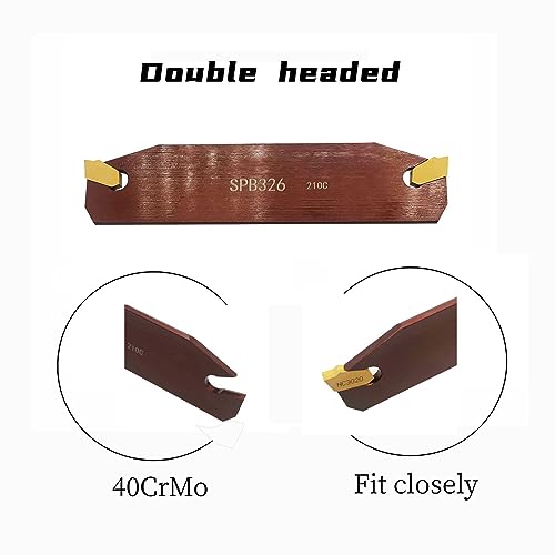 Grooving Slotting Tool Cut Off Plate Tool Lathe Turning Tools SPB326, Grooving Cut-Off Tool with 12 pcsSP300 Carbide Turning Inserts Grooving Parting Blade Plate - size: SPB326+SP300