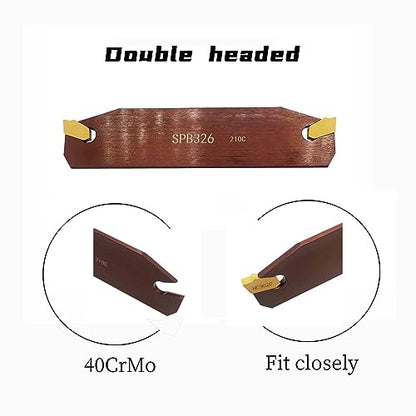 Grooving Slotting Tool Cut Off Plate Tool Lathe Turning Tools SPB326, Grooving Cut-Off Tool with 12 pcsSP300 Carbide Turning Inserts Grooving Parting Blade Plate - size: SPB326+SP300