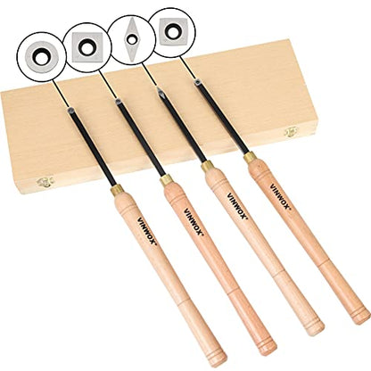 TITANIUM Coated Replacement Wood Turning Carbide Tip Set for VINWOX 3 PCS & 4 PCS Carbide Turning Tool Set, 2 of each Finisher (big and small size), Detailer, 4 of 2" Straight/Radius Combo, Pack of 10 - size: Blade
