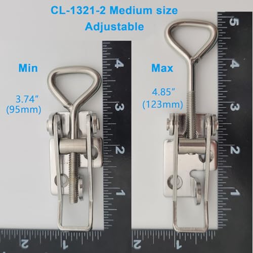 2 Pack OWACH Stainless Steel Adjustable Draw Latch Adjustable-Grip Padlockable Toggle Clamp (2 pack, Medium 3.78"~4.88") - size: 2 pack, Medium 3.78"~4.88"
