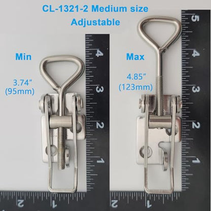 2 Pack OWACH Stainless Steel Adjustable Draw Latch Adjustable-Grip Padlockable Toggle Clamp (2 pack, Medium 3.78"~4.88") - size: 2 pack, Medium 3.78"~4.88"