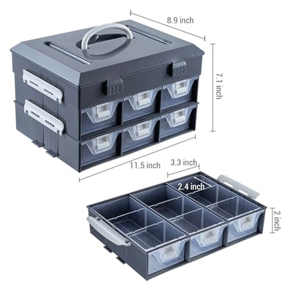 MyGift 11 Inch Hardware Organizer Case 24 Compartments 6 Drawers Gray - color: Dark Gray