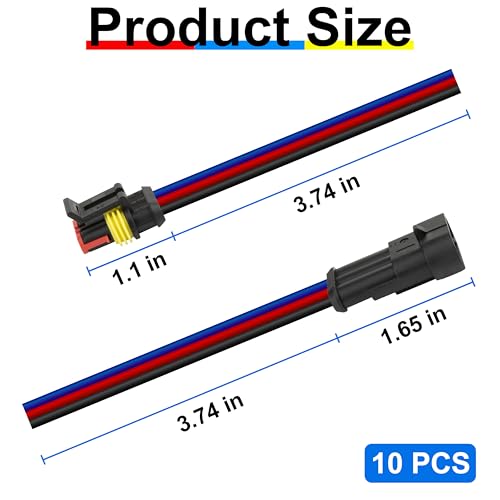 BFXM 10 Sets Car Waterproof Electrical Connector, 16 AWG 3 Pin Connector - color: 3pin, size: 10 Sets
