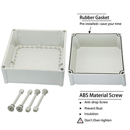 Zulkit Junction Box ABS Plastic Dustproof Waterproof IP67 Junction Boxes Universal Electrical Project Enclosure DIY Electronic Project Box Grey 11.02 x 11.02 x 7.09 inch (280 x 280 x 180 mm) - size: 11.02" x 11.02" x 7.09"