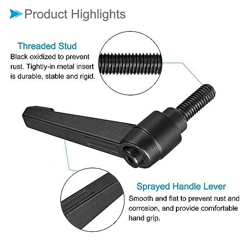 Clamping Lever Handles, M8 x 16mm Male Thread, Adjustable Quick Release Locking Rotating Bolt Knobs Black - (Applications: for Lathe Machinery), 5-Pieces - size: M8 x 16mm