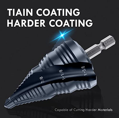 1/4"-1-3/8" Four Sprial Flute M35 Cobalt Step Drill Bit - size: 1/4"-1-3/8"(4 Flute)