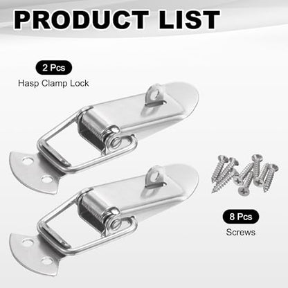 PATIKIL 2 Pcs Stainless Steel Spring Loaded Toggle Latch, 3" Tool Box Catch Hasp Clamp Lock with Mounting Hole and Screws for Cabinet Door Barn Wooden Case Chest - size: 3 Inch