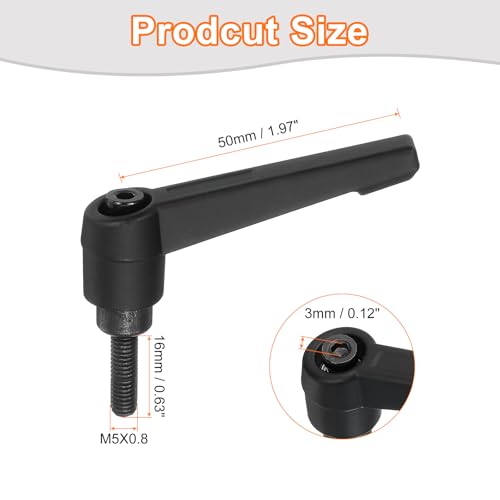uxcell 2Pcs M5 x 16mm Adjustable Knobs Handle Male Thread Push Button Ratchet Quick Release Locking Rotating Bolt for Lathe Machinery, Black - size: M5 x 16mm