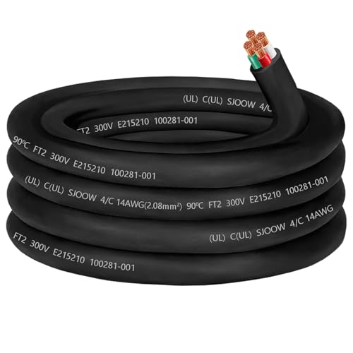 25ft SJOOW 14/4 Wire 14/4 SJOOW Cord 14 AWG Wire SJOOW Portable Power Cable - size: 25 FT, style: 14AWG(4-Conductor)