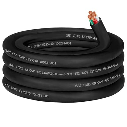 25ft SJOOW 14/4 Wire 14/4 SJOOW Cord 14 AWG Wire SJOOW Portable Power Cable - size: 25 FT, style: 14AWG(4-Conductor)
