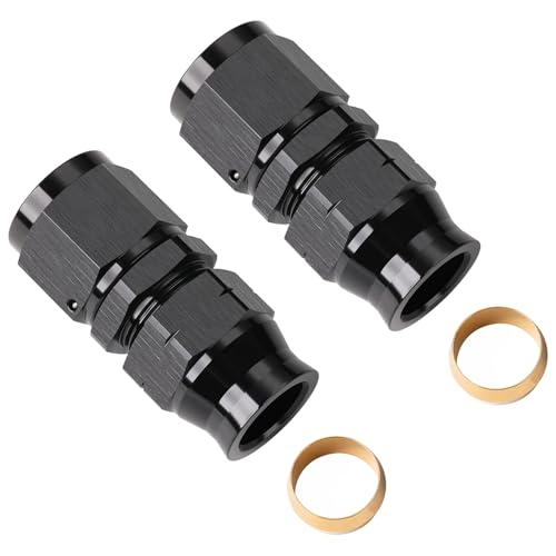 10AN Female Flare to 3/8" Hardline Compression Fitting Adapter Straight Aluminum Black 2PCS - color: Black - 2PCS, size: 10AN to 3/8"